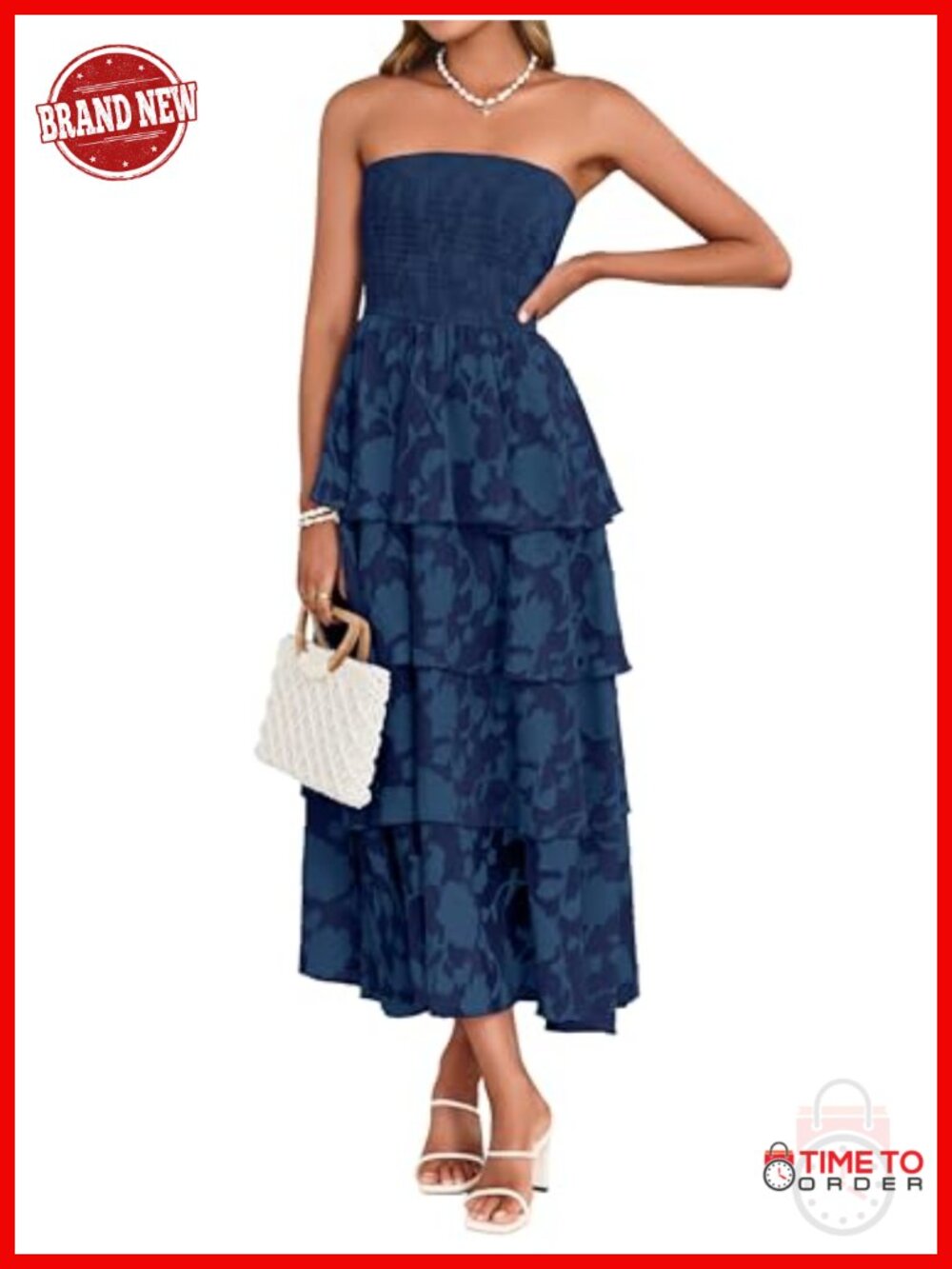 Simplee Maxi Boho Floral Strapless Wedding Guest Beach Long Dress